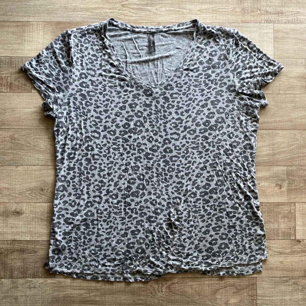 Ambrielle Sleepwear Women’s  Pajama Sleep Shirt Top XL Black Cheetah Print